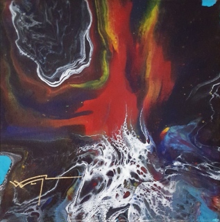 02 - LE SOUFFLE DU COSMOS  - 20 X 20 cm     acrylique sur toile - LE SOUFFLE DU COSMOS