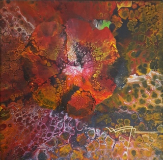 03 - LE SOUFFLE DU COSMOS  - 20 X 20 cm     acrylique sur toile - LE SOUFFLE DU COSMOS