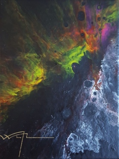 04 - LE SOUFFLE DU COSMOS  - 18 X 24 cm     acrylique sur toile - LE SOUFFLE DU COSMOS