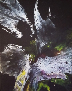 08 - LE SOUFFLE DU COSMOS  - 24 X 30 cm     acrylique sur toile - LE SOUFFLE DU COSMOS