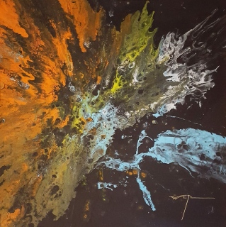 09 - LE SOUFFLE DU COSMOS  - 50 X 50 cm     acrylique sur toile - LE SOUFFLE DU COSMOS